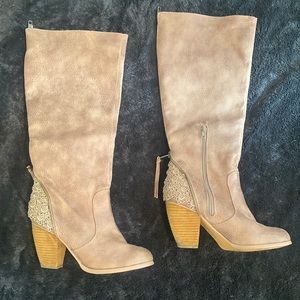 Tall Heeled Boots w/ lace detail
